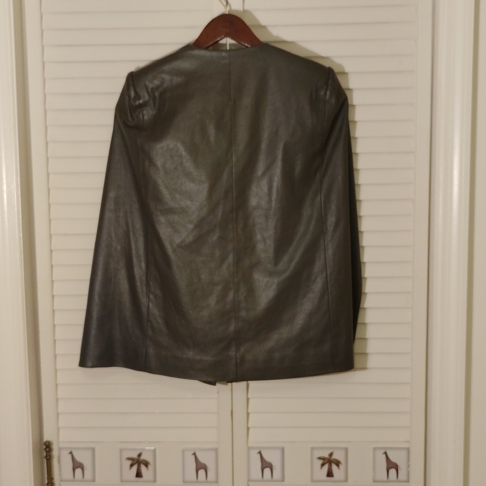 BCBGMaxAzria Black Faux Leather Cape Style Blazer - Picture 4 of 10